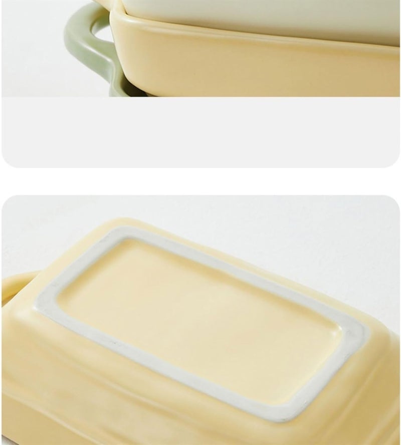 Casserole Dish Ceramic Cheese Baked Rice Baking DishDouble Ear BowlHome Microwave Oven Dining Dish Wide Spaghetti Kitchen(Khaki,7.6inch) - Image 3