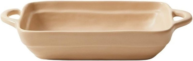 Casserole Dish Ceramic Cheese Baked Rice Baking DishDouble Ear BowlHome Microwave Oven Dining Dish Wide Spaghetti Kitchen(Khaki,7.6inch) - Image 1