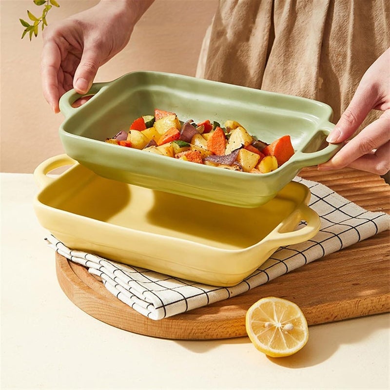 Casserole Dish Ceramic Cheese Baked Rice Baking DishDouble Ear BowlHome Microwave Oven Dining Dish Wide Spaghetti Kitchen(Khaki,7.6inch) - Image 4