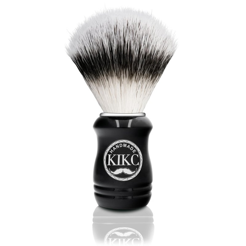 KIKC Hand Crafted Shaving Brush for Vegans Synthetic Hair Bristle for Wet Shave Comfortable ABS Handle Black Color Best Gift for Bearded Man - Image 3