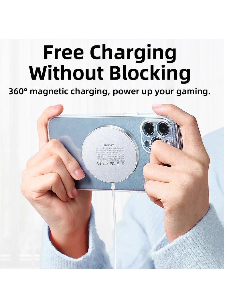 ريماكس شاحن لاسلكي مغناطيسي سريع، لوحة شحن لاسلكية رفيعة وصغيرة الحجم من سبائك الألومنيوم للسلسلة - Image 2