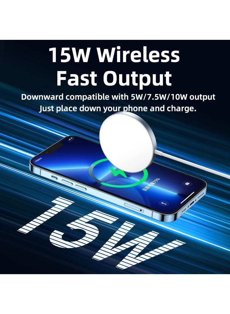 ريماكس شاحن لاسلكي مغناطيسي سريع، لوحة شحن لاسلكية رفيعة وصغيرة الحجم من سبائك الألومنيوم للسلسلة - Image 4