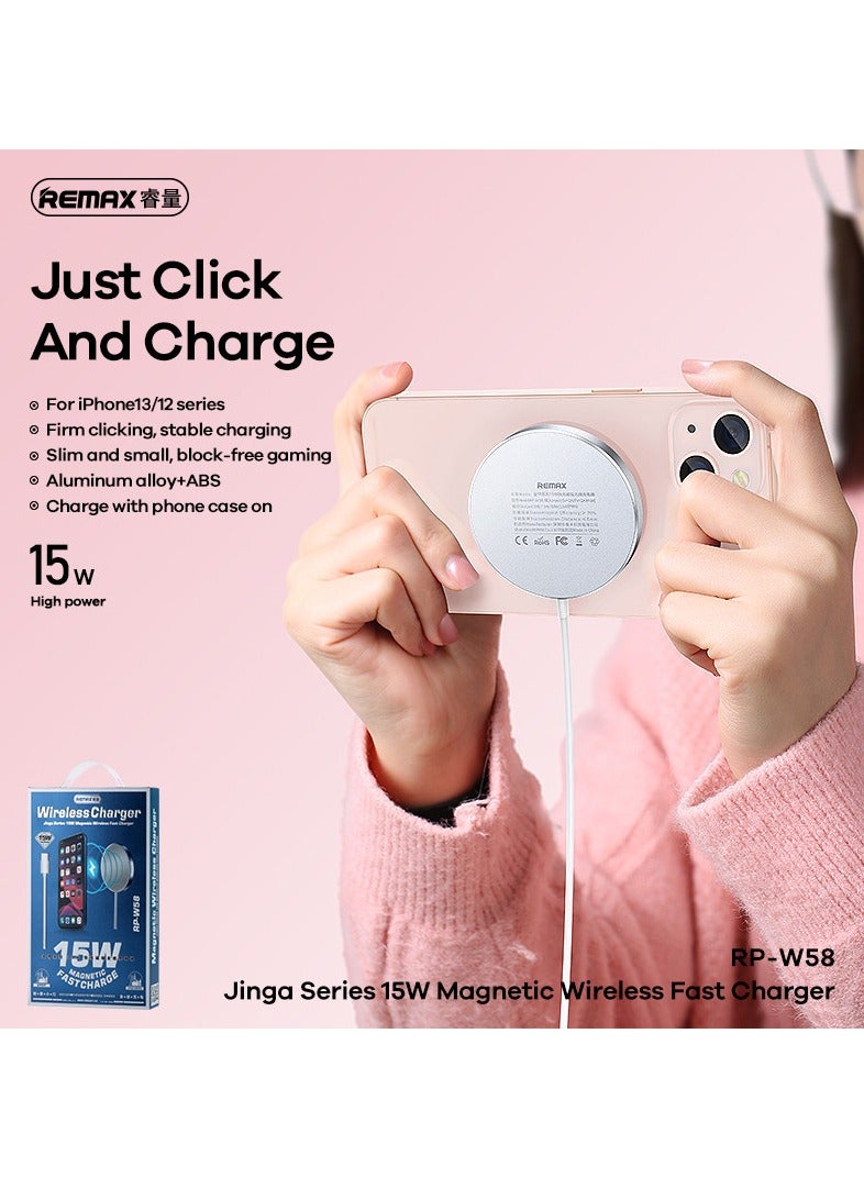 ريماكس شاحن لاسلكي مغناطيسي سريع، لوحة شحن لاسلكية رفيعة وصغيرة الحجم من سبائك الألومنيوم للسلسلة - Image 5