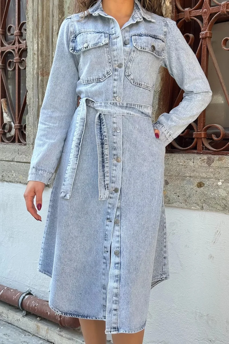 Gülseli Belted Denim Dress