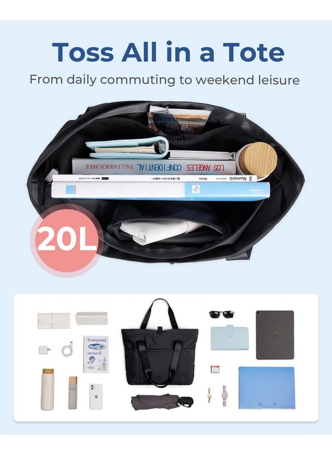 BAGSMART Tote Bag For Women Foldable Tote Bag With Zipper Large Shoulder Bag Top Handle Handbag For Travel Work  - Image 4