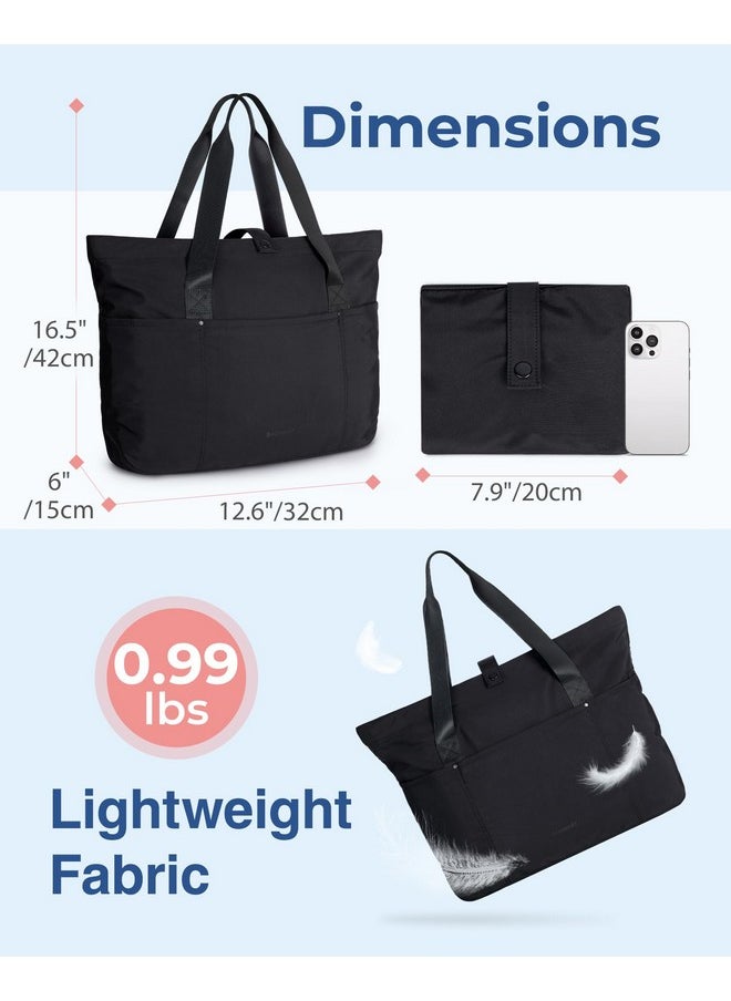 BAGSMART Tote Bag For Women Foldable Tote Bag With Zipper Large Shoulder Bag Top Handle Handbag For Travel Work  - Image 3