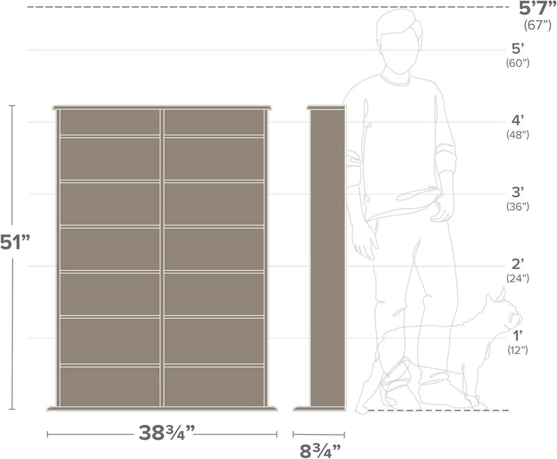 Prepac 2 Column Display Cabinet Media Storage, Double Width Wall, Black - Image 3