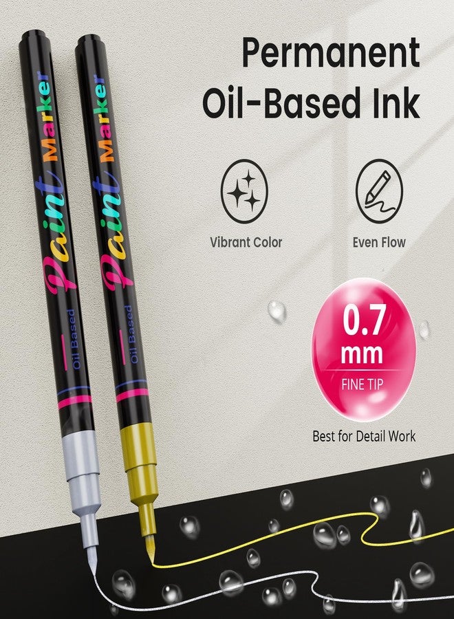 DAPAWIN Permanent Oil Based Paint Markers: 4 Colors Waterproof Permanent Paint Pens for Metal, Rock, Wood Craft, Plastic, Fabric, Diy Christmas Gift, Engineer Detail Work, Fine Point Oil Based Marker - Image 2