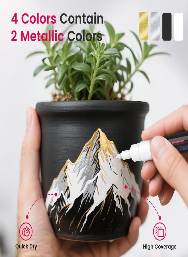 DAPAWIN Permanent Oil Based Paint Markers: 4 Colors Waterproof Permanent Paint Pens for Metal, Rock, Wood Craft, Plastic, Fabric, Diy Christmas Gift, Engineer Detail Work, Fine Point Oil Based Marker - Image 3