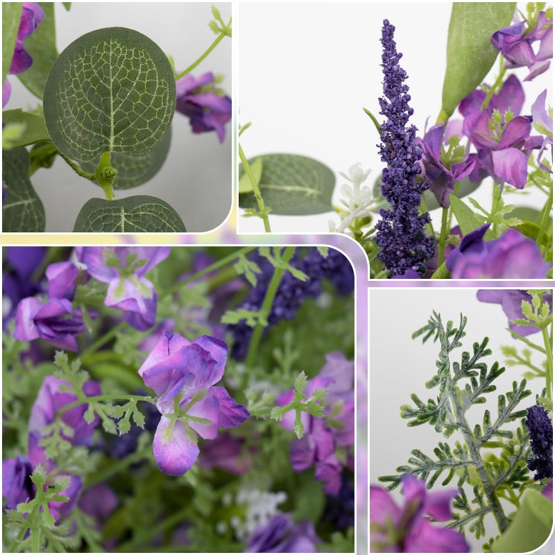 LLZLL Purple Spring Wreaths for Front Door 22 Inch Summer Wreath Artificial Violet Lavender Wreath with Eucalyptus Leaf for Spring Easter Home Decorations - Image 5