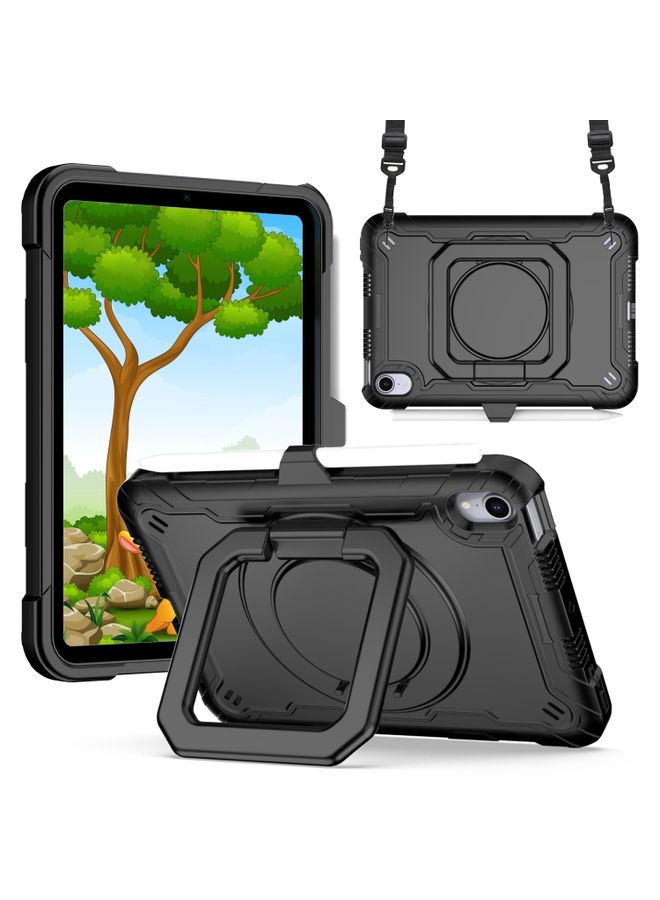 HuHa Case Cover For iPad mini 6 Silicone + PC Bracelet Holder Tablet Case Black 