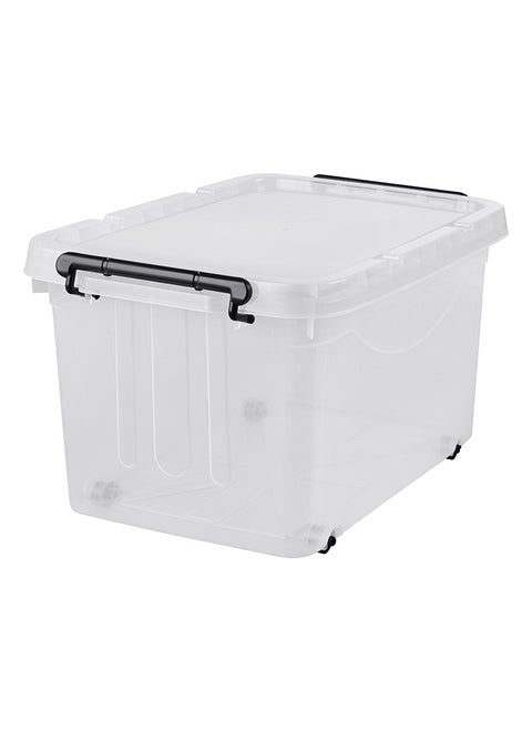 Storage Box 32L-49x35x28cm-Translucent Space-Saving Durable Portable ABS Plastic with Ergonomic Grip Secure Latch Lock Lid- Organizing Container Bin for Home Garage Toys Clothing Office Pantry