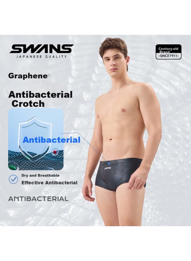 Speed Vision Suanshi Swans Men's Swim Trunks, Square Leg, Professional Training Swimwear, Chlorine-resistant, Quick-drying, Compeive Speed Swimwear, Black, L - Image 3