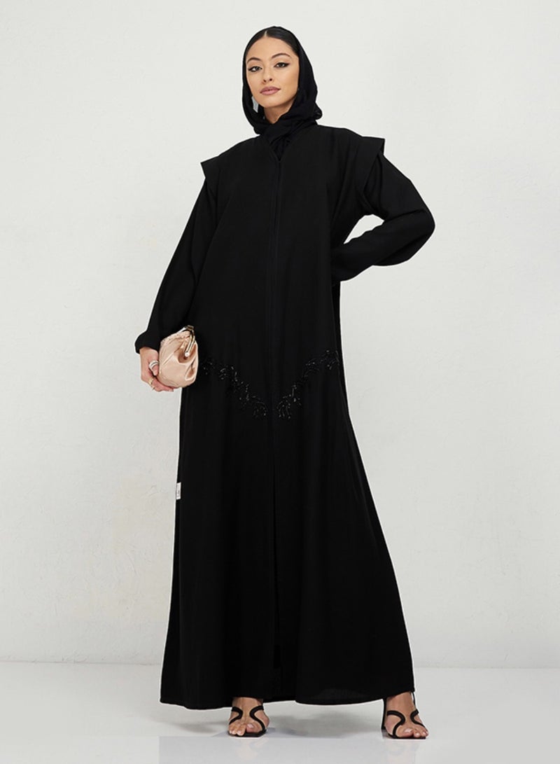 Rosette Abaya Abaya Shoulder Design & Black embroidery - Image 4
