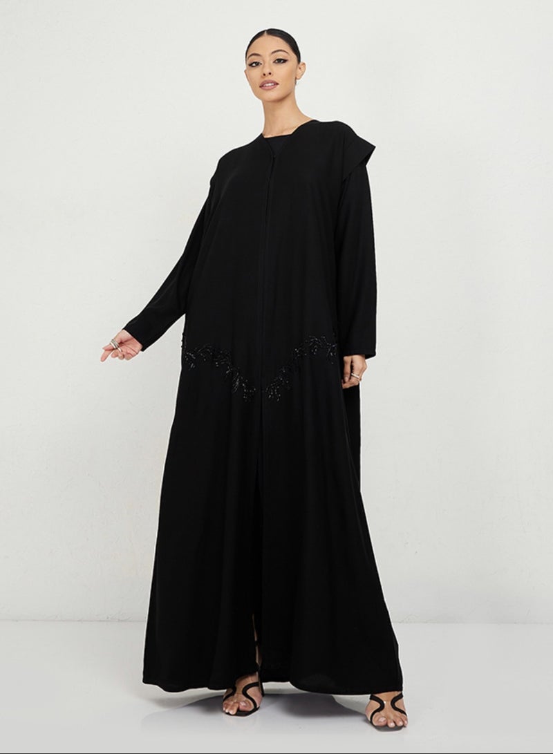 Rosette Abaya Abaya Shoulder Design & Black embroidery - Image 1