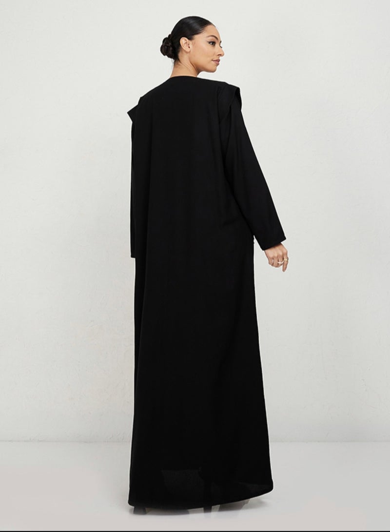 Rosette Abaya Abaya Shoulder Design & Black embroidery - Image 3