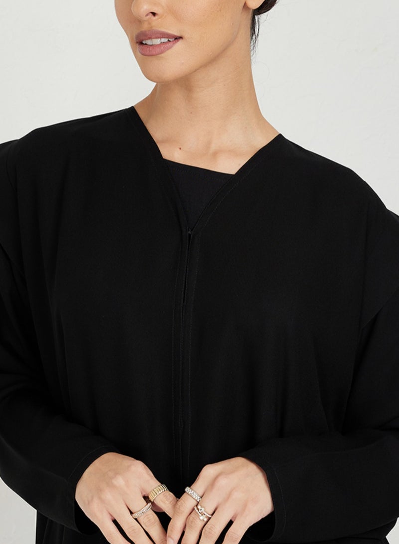 Rosette Abaya Abaya Shoulder Design & Black embroidery - Image 2