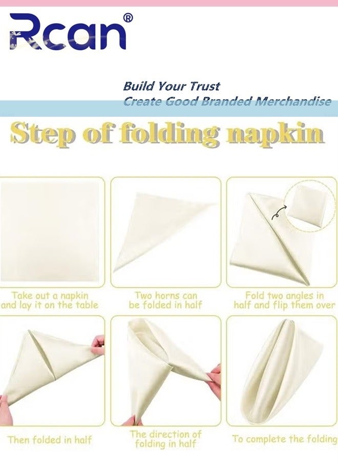 Rcan Satin Napkins Square Table Napkins 10 Pcs 17 x 17 Inches Soft Dinner Napkins Elegant Silk Napkins for Dinner Wedding Parties Soft Smooth Fabric Washable Napkins for Parties Weddings and Dinners - Image 5