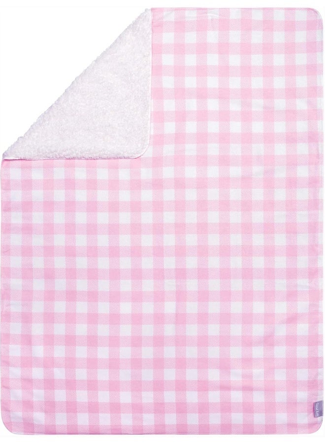 Trend Lab Pink & White Buffalo Check Flannel & Faux Shearling Baby Blanket - Image 3