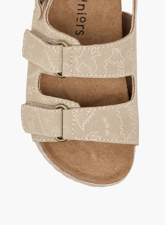 جونيورز Boys Dinosaur Print Sandals with Hook and Loop Closure