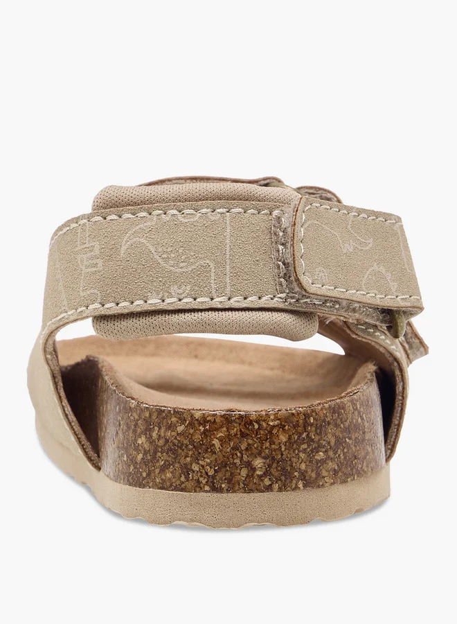 جونيورز Boys Dinosaur Print Sandals with Hook and Loop Closure