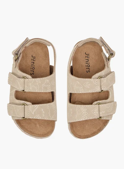 جونيورز Boys Dinosaur Print Sandals with Hook and Loop Closure