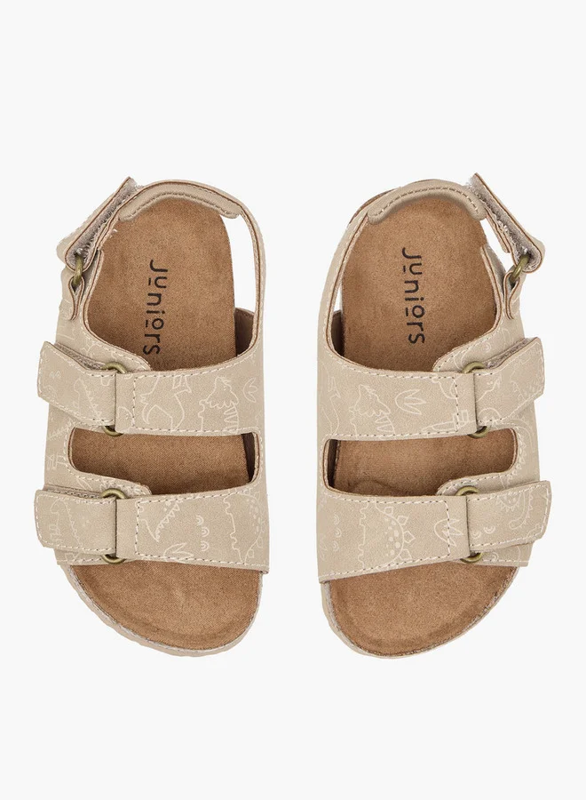 جونيورز Boys Dinosaur Print Sandals with Hook and Loop Closure