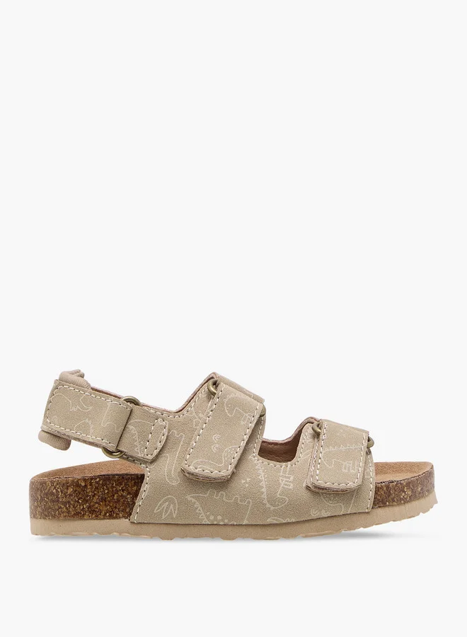 جونيورز Boys Dinosaur Print Sandals with Hook and Loop Closure