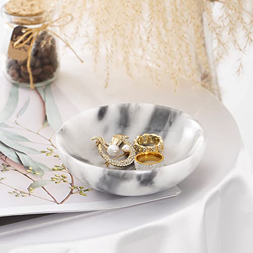 CM CHIC MONDAY Birthday Gifts for Mom 4.72 Inch Small Decorative Bowl Ring Dish Marble Tray, Jewelry Dish Ring Trinket Holder Key Catchall Bowls, Mothers Day Gifts Marble Vanity Tray for Display Home Decor - Image 3
