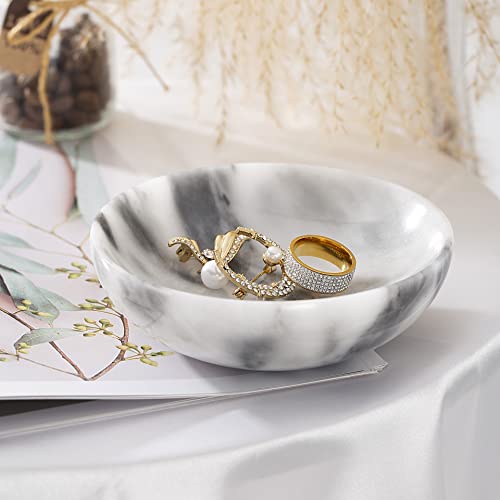 CM CHIC MONDAY Birthday Gifts for Mom 4.72 Inch Small Decorative Bowl Ring Dish Marble Tray, Jewelry Dish Ring Trinket Holder Key Catchall Bowls, Mothers Day Gifts Marble Vanity Tray for Display Home Decor - Image 4