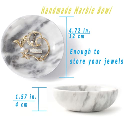 CM CHIC MONDAY Birthday Gifts for Mom 4.72 Inch Small Decorative Bowl Ring Dish Marble Tray, Jewelry Dish Ring Trinket Holder Key Catchall Bowls, Mothers Day Gifts Marble Vanity Tray for Display Home Decor - Image 2