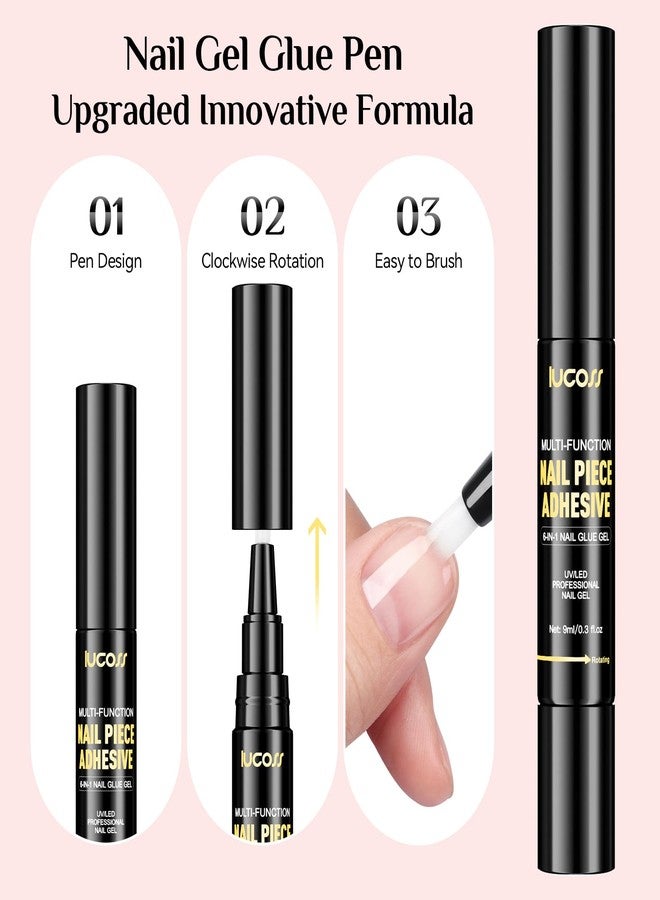 lucoss 2Pcs Nail Glue Gel Kit for Press On Nails, Multi-Functional Nail Gel Glue Pen for Acrylic Nails Extension, UV/LED Cure Needed, 2x9ml - Image 5