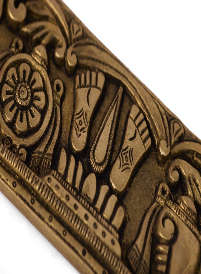 GURU JEE™ Handcrafted Brass Wall Decor Decorative Metal Plate Lord Vishnu Symbol Shankh Chakra Namah Figurines Statue Sculpture for Home Gifts Showpiece - Image 4