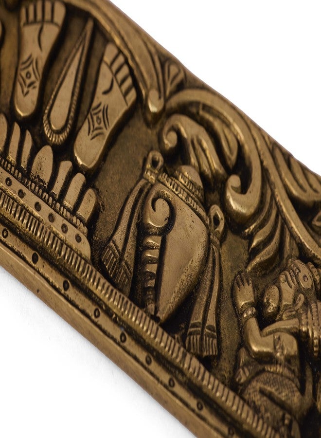 GURU JEE™ Handcrafted Brass Wall Decor Decorative Metal Plate Lord Vishnu Symbol Shankh Chakra Namah Figurines Statue Sculpture for Home Gifts Showpiece - Image 3