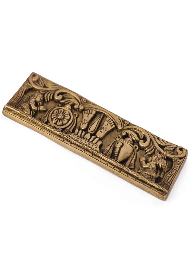 GURU JEE™ Handcrafted Brass Wall Decor Decorative Metal Plate Lord Vishnu Symbol Shankh Chakra Namah Figurines Statue Sculpture for Home Gifts Showpiece - Image 2