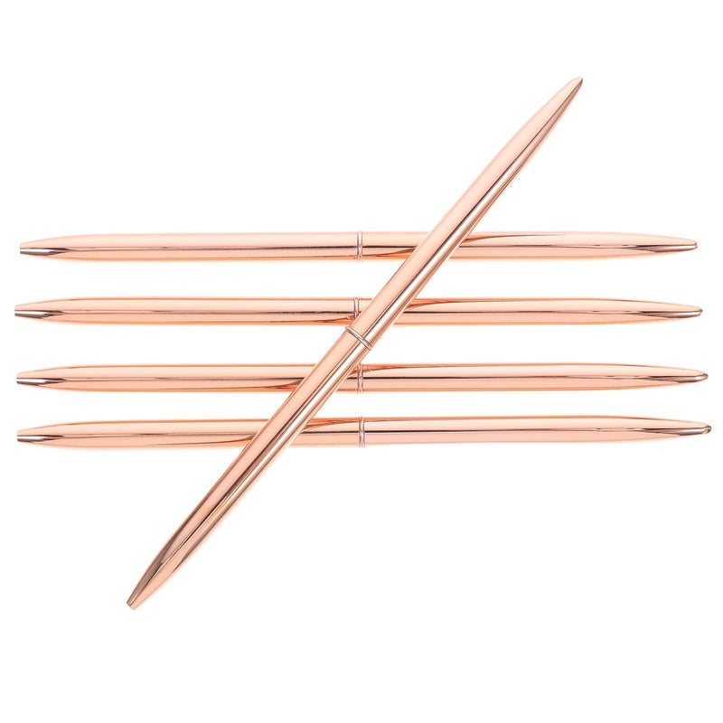 5pcs Retractable Ballpoint Pens 1 0mm Black Ink Stainless Steel Metallic Rotating Office School Supplies - Image 2