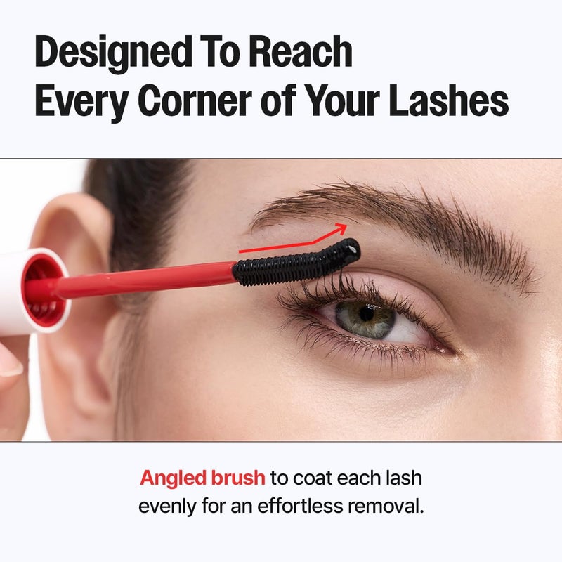 CLIO PROFESSIONAL كليو كيل لاش مزيل الماسكارا، مزيل مكياج العيون المقاوم للماء مع فرشاة دقيقة منحنية، منظف زيتي للماسكارا الفائقة وقاعدة الرموش، تنظيف لطيف بدون فرك - Image 4