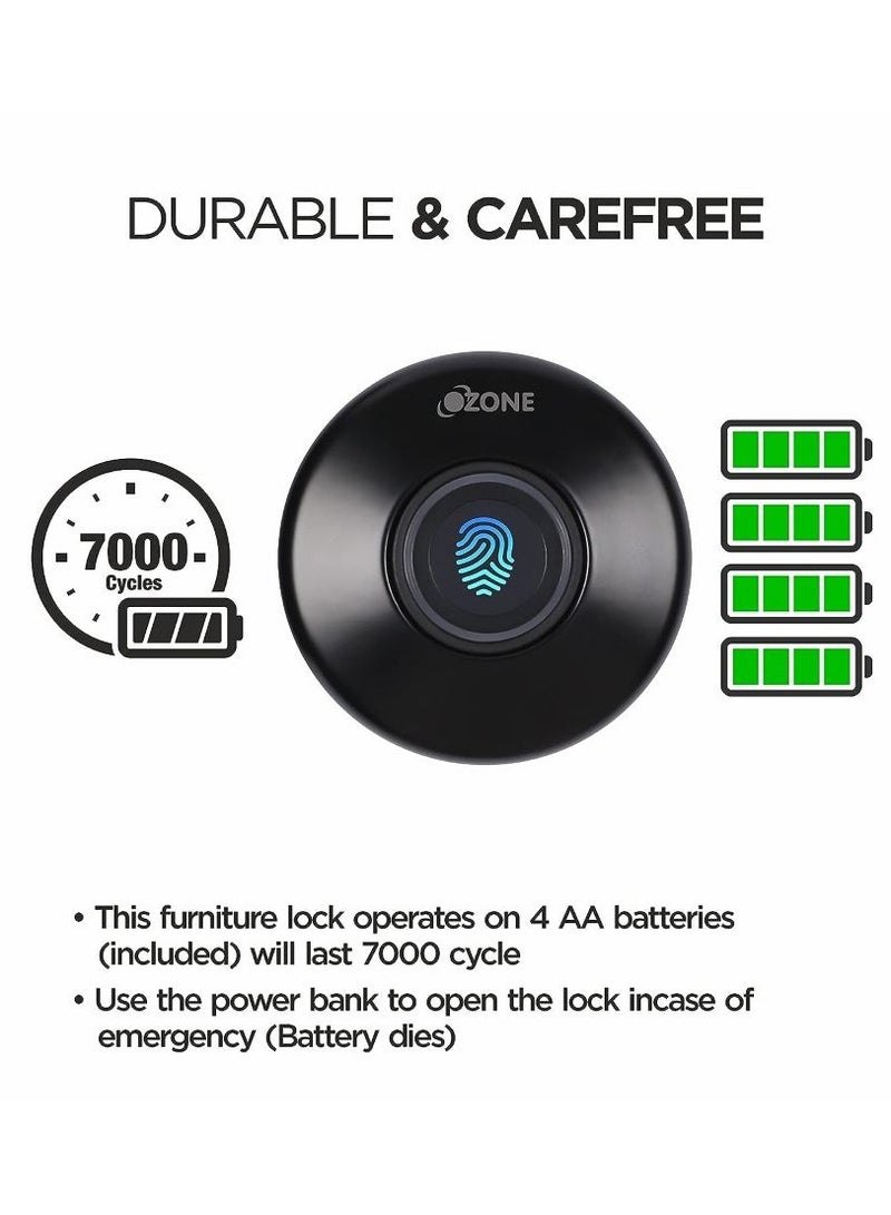 أوزون OZFL-55-F أسود | قفل بصمة للخزانة وخزانة الملابس | بواسطة الأوزون الهند - Image 5