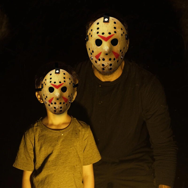 HWQVA Scary Halloween Mask for Adults, Hockey Maskï¼ŒSlasher killer Costume Prop-9.8 in x 7.5 in x 3.5 in-Yellow - Image 5