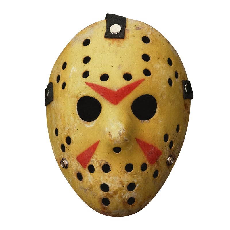 HWQVA Scary Halloween Mask for Adults, Hockey Maskï¼ŒSlasher killer Costume Prop-9.8 in x 7.5 in x 3.5 in-Yellow - Image 1