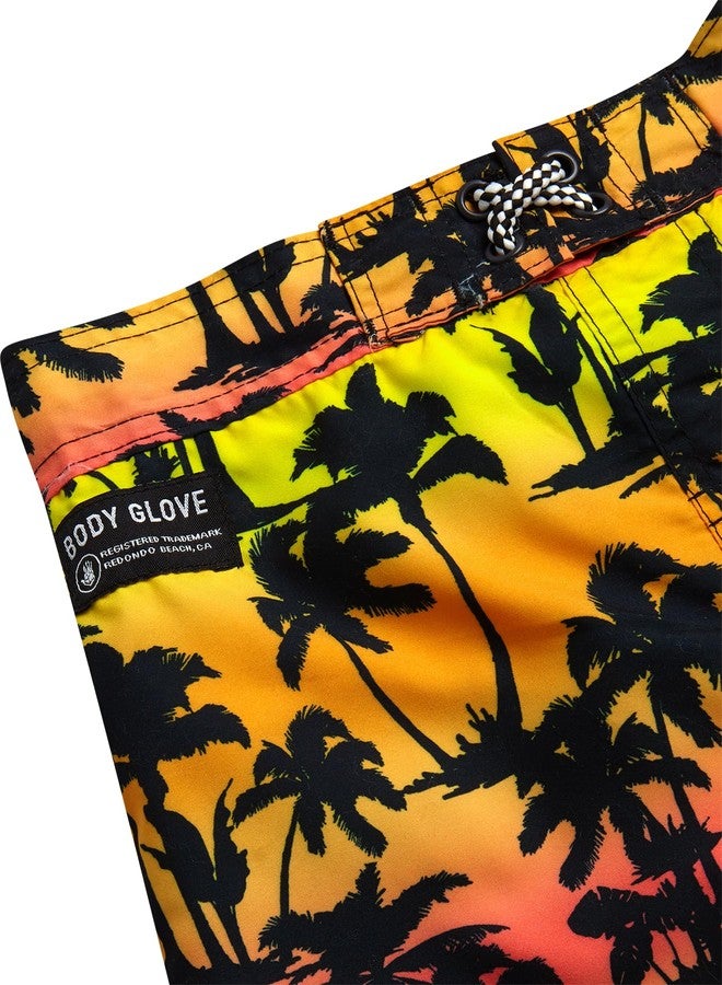 Body Glove Toddler Boys Swim Set - 2 Piece UPF 50+ Quick Dry Swim Trunks and Rash Guard for Boys Kids Swimwear (Sizes: 2T-4T), Size 4T, Neon Yellow Palm Trees - Image 4