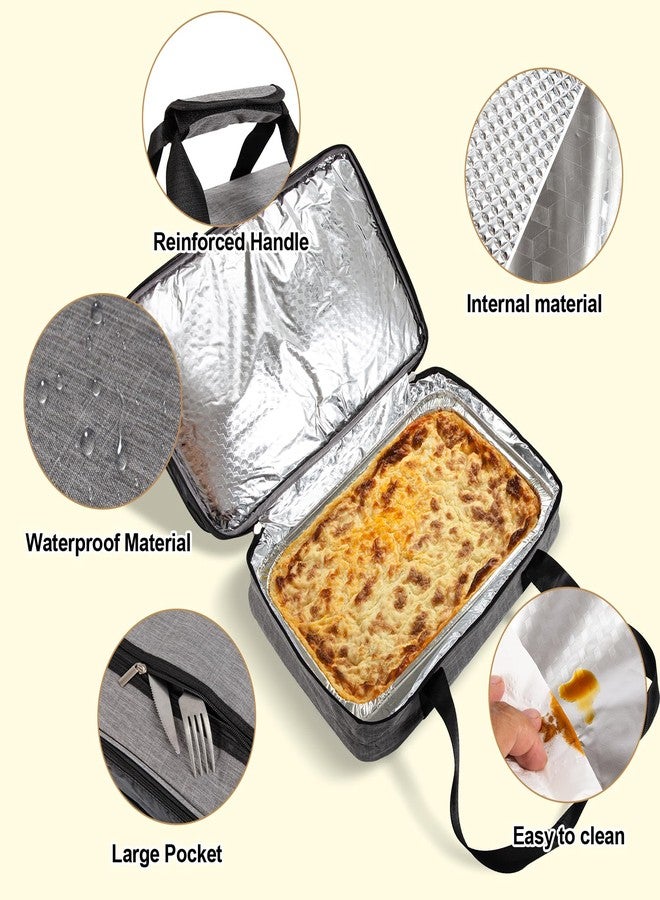 QEES Insulated Casserole Carriers for Hot or Cold Food,Double Decker Casserole Dish Bag Carrying Case,Expandable Food Carrier Warmer Container Bag For Travel Picnic Cookouts.Fits 9"x13" Baking Dish - Image 3