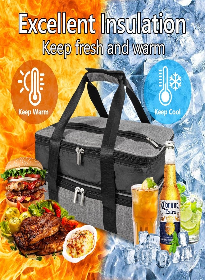 QEES Insulated Casserole Carriers for Hot or Cold Food,Double Decker Casserole Dish Bag Carrying Case,Expandable Food Carrier Warmer Container Bag For Travel Picnic Cookouts.Fits 9"x13" Baking Dish - Image 4