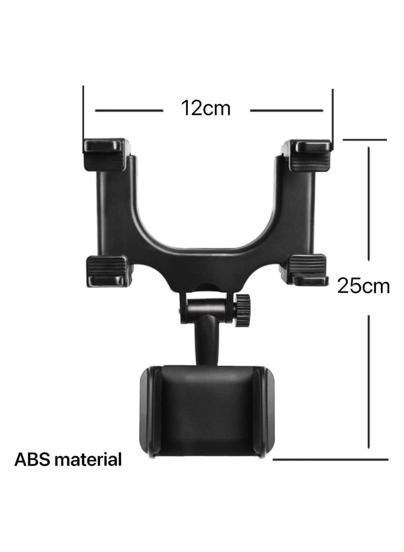 حامل هاتف مرآة السيارة، حامل هاتف السيارة، قاعدة هاتف مع دوران 360° ومشابك قابلة للتعديل، مهد هاتف ذكي عالمي، أسود - Image 4