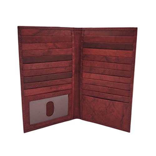 ag wallets Genuine Leather Mens Long ID 19 Credit Card Security Wallet (RFID_Burgundy) - Image 1