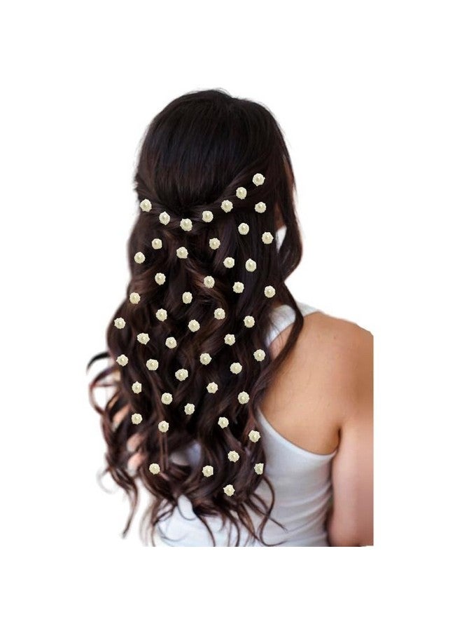Ansh Floral Pearl Hair Stickers: Effortless elegance with stick-on convenience, Each pack contains 50 pieces for easy, clip-free hair styling_2806_Silver - Image 1