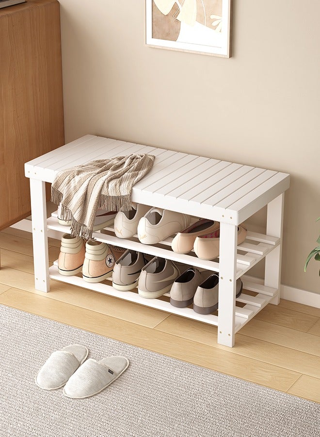كوزينيست مقعد تخزين الأحذية من الخيزران بثلاث طبقات، منظم أحذية للمدخل مع مقعد جلوس، مثالي للمدخل والحمام وغرفة النوم - Image 1