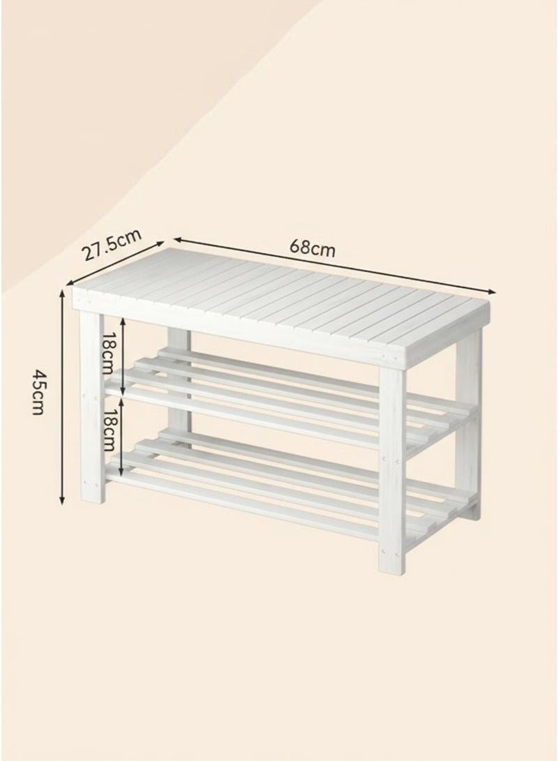 كوزينيست مقعد تخزين الأحذية من الخيزران بثلاث طبقات، منظم أحذية للمدخل مع مقعد جلوس، مثالي للمدخل والحمام وغرفة النوم - Image 5