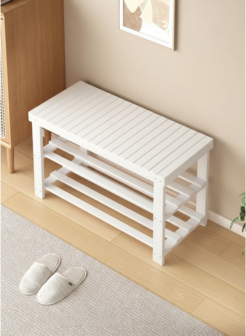 كوزينيست مقعد تخزين الأحذية من الخيزران بثلاث طبقات، منظم أحذية للمدخل مع مقعد جلوس، مثالي للمدخل والحمام وغرفة النوم - Image 4