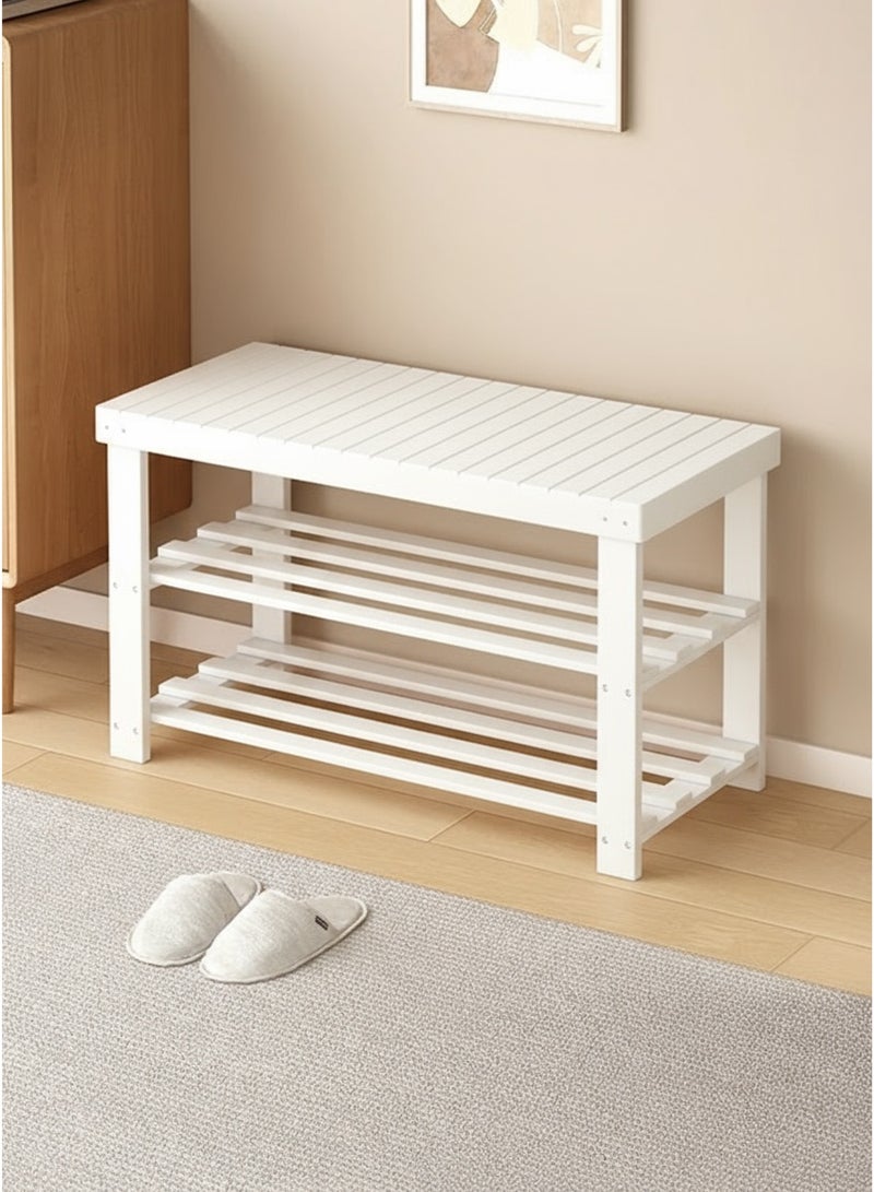 كوزينيست مقعد تخزين الأحذية من الخيزران بثلاث طبقات، منظم أحذية للمدخل مع مقعد جلوس، مثالي للمدخل والحمام وغرفة النوم - Image 3